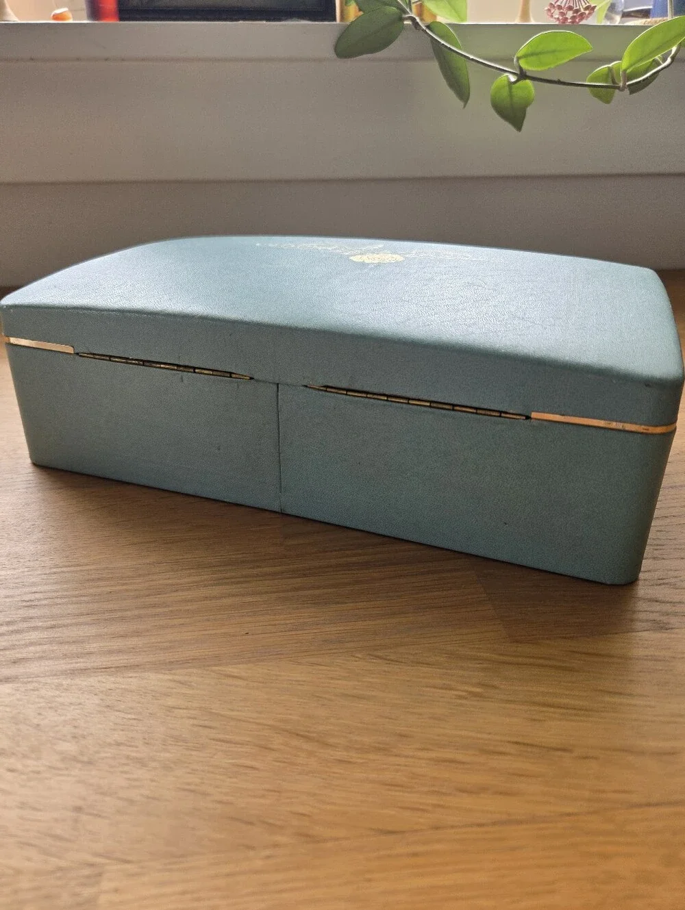 Vintage Farrington Mid Century Blue Texol Cantilever Jewelry Box Vanity Case